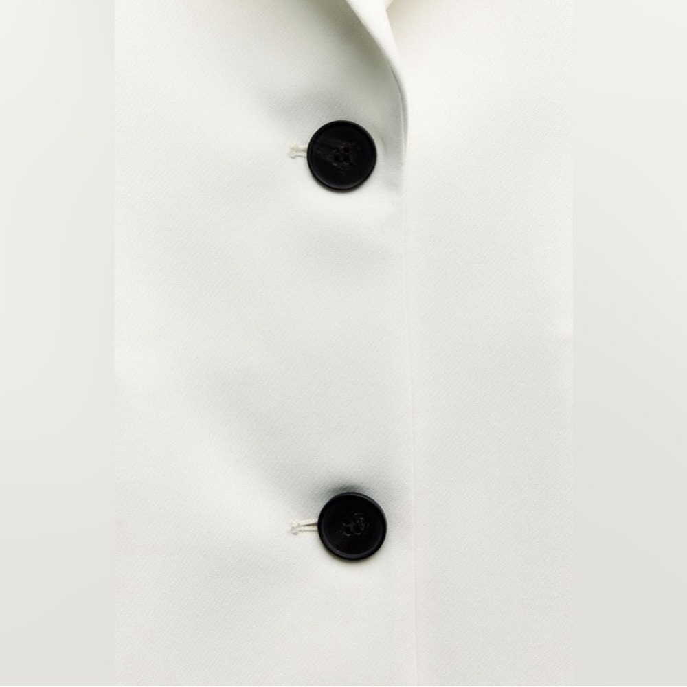 ZARA SIZE LARGE NWT FITTED SHOULDER PAD BLAZER Oyster-white - Picture 5 of 12
